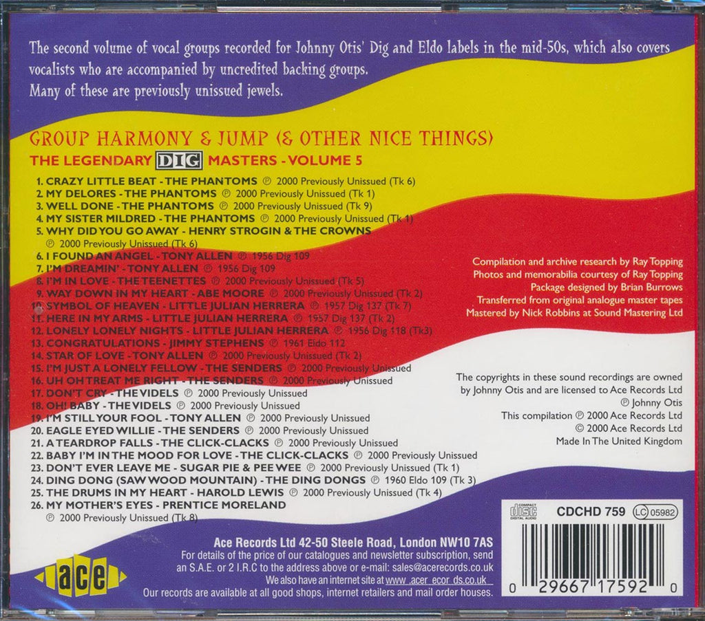 Various - Group Harmony & Jump And Other Nice Things: The Legendary Dig Masters Volume 5 (26 tracks) Music CD