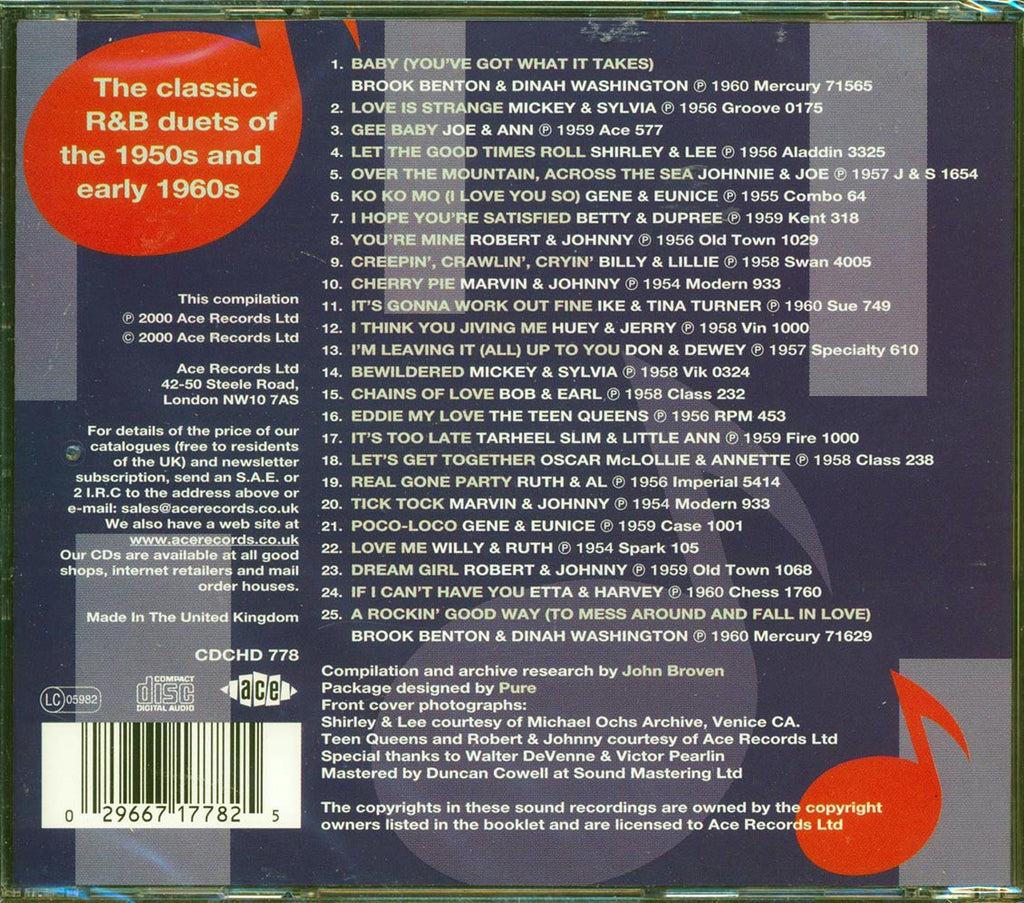 Various - Great R & B Duets (25 tracks) Music CD