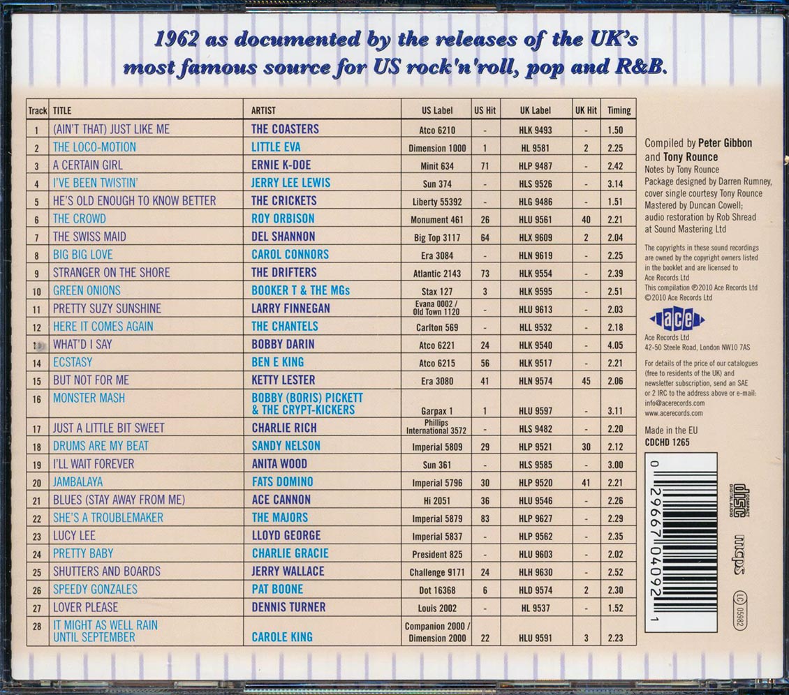 Various - The London American Label Year By Year: 1962 (28 tracks) Music CD