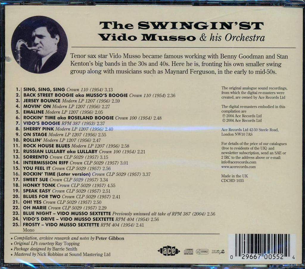 Vido Musso & His Orchestra - The Swingin'st (25 tracks) Music CD