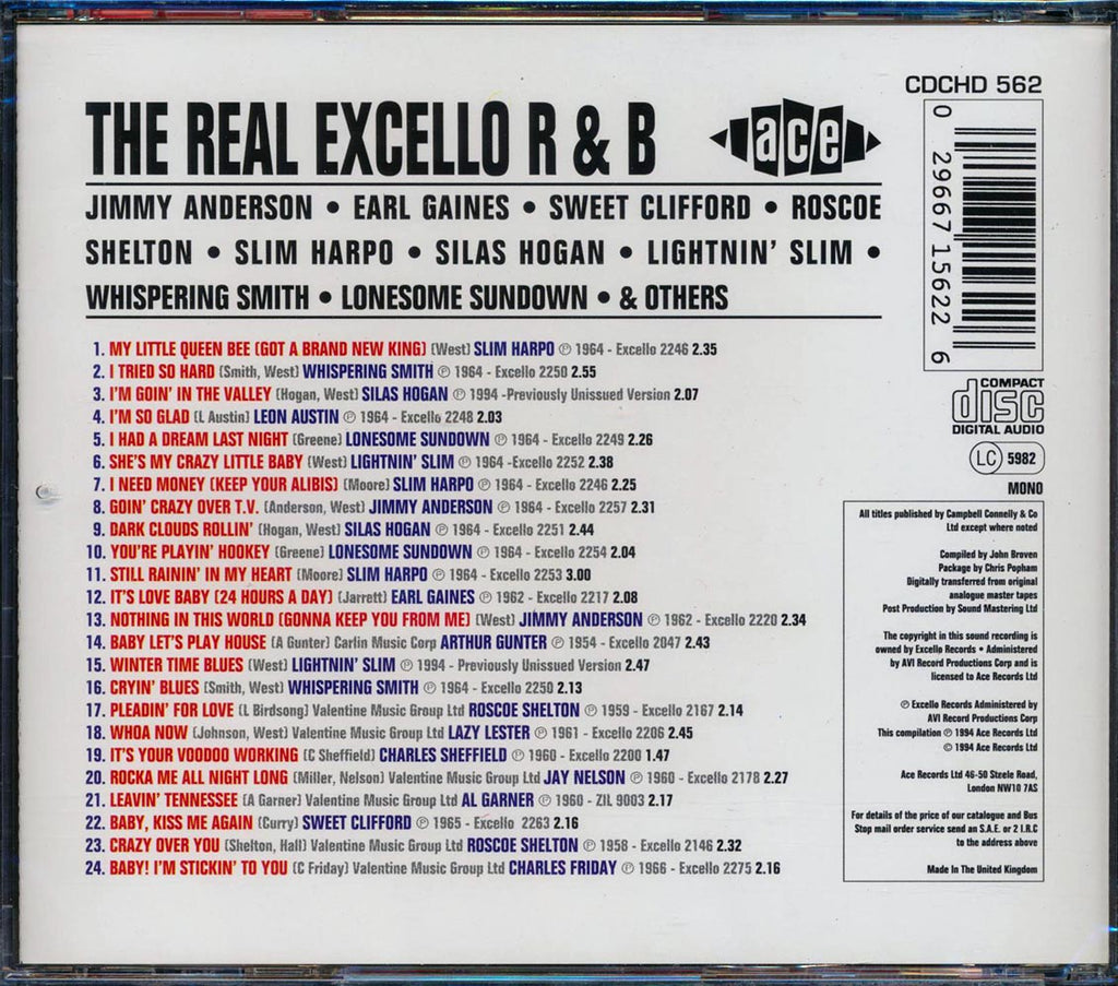 Various - The Real Excello R & B (24 tracks) Music CD