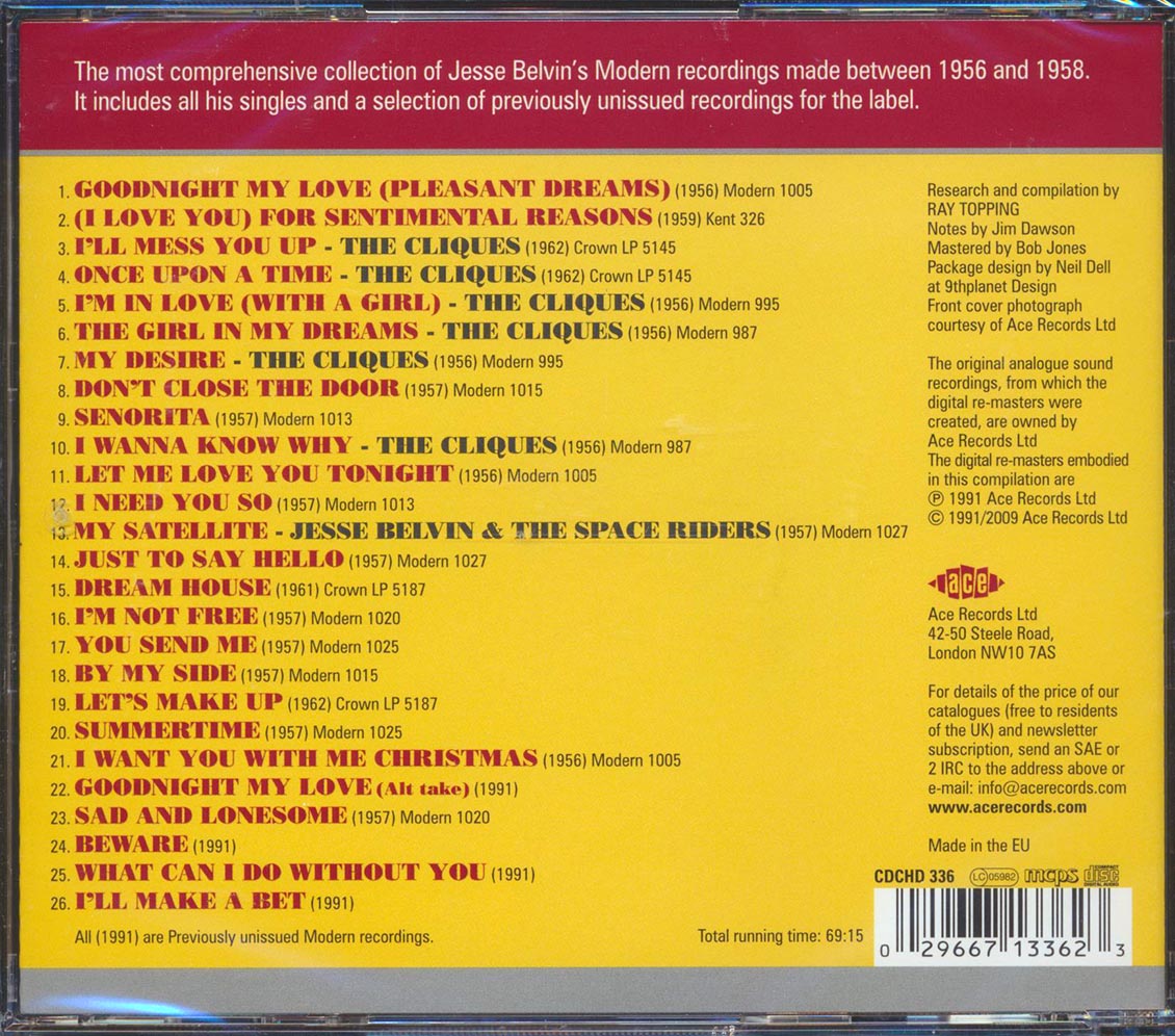 Jesse Belvin - Goodnight My Love (26 tracks) Music CD