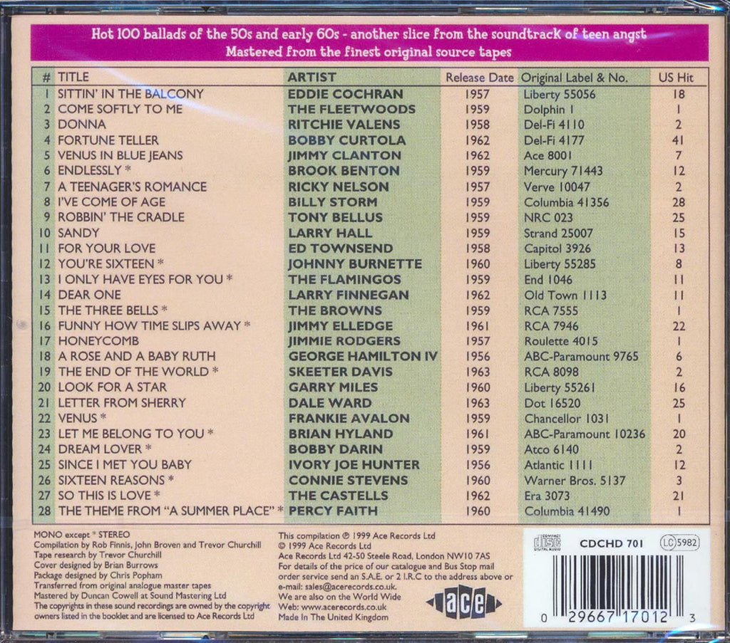 Various - Teenage Crush Volume 2 (28 tracks) Music CD