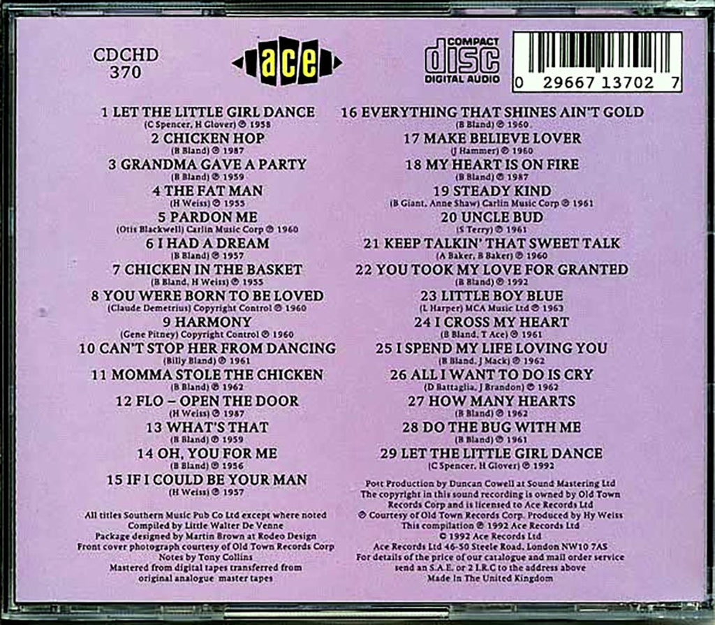 Billy Bland - Let The Little Girl Dance (29 tracks) Music CD