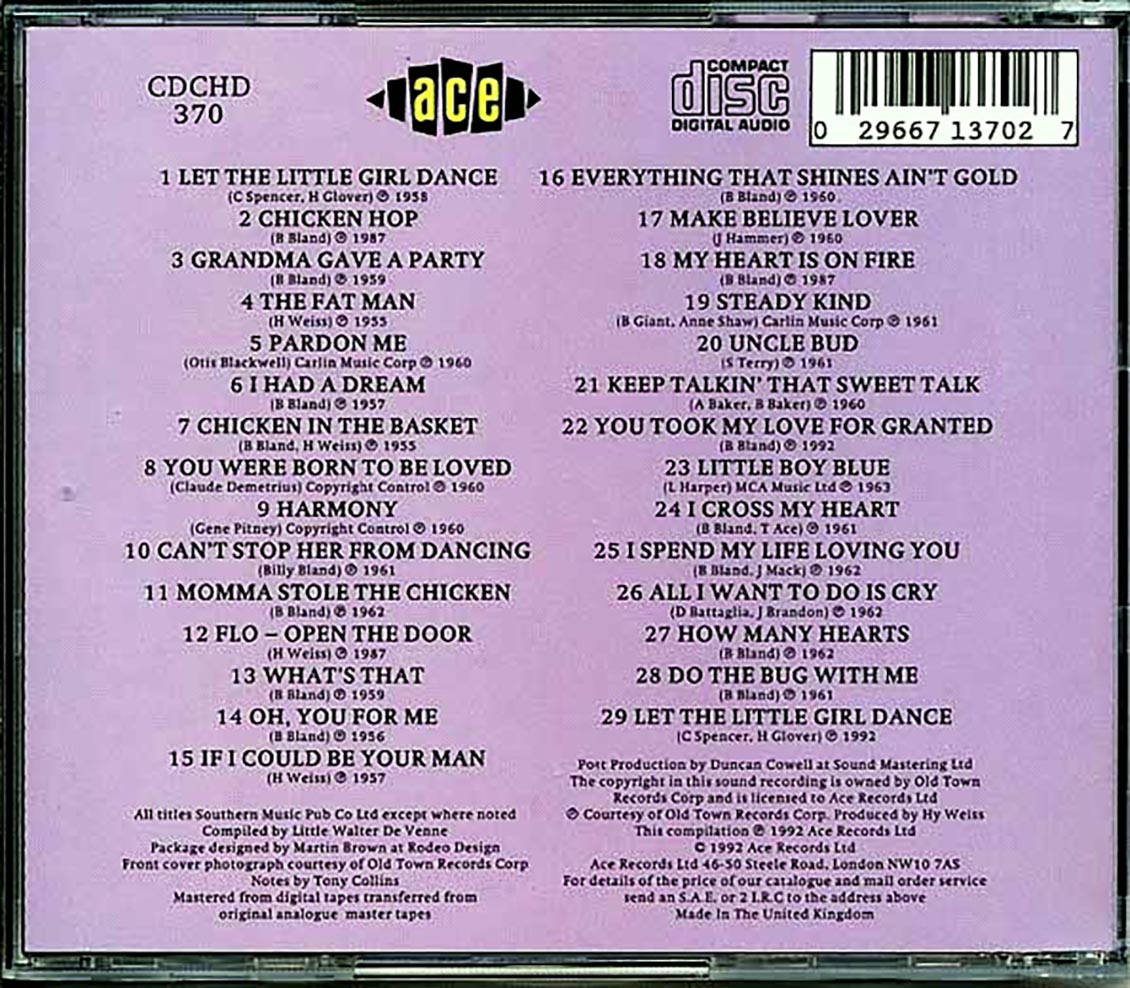 Billy Bland - Let The Little Girl Dance (29 tracks) Music CD