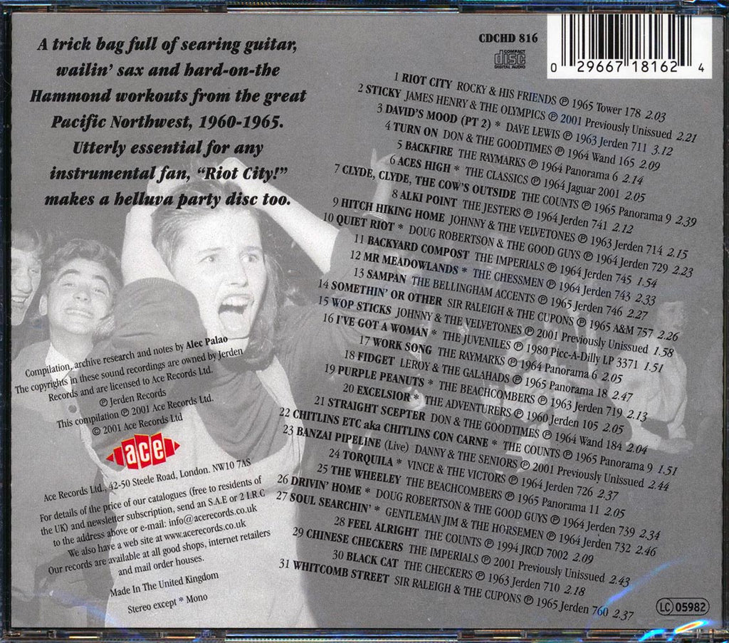 Various - Riot City: Rocking Northwest Instrumentals (31 tracks) Music CD