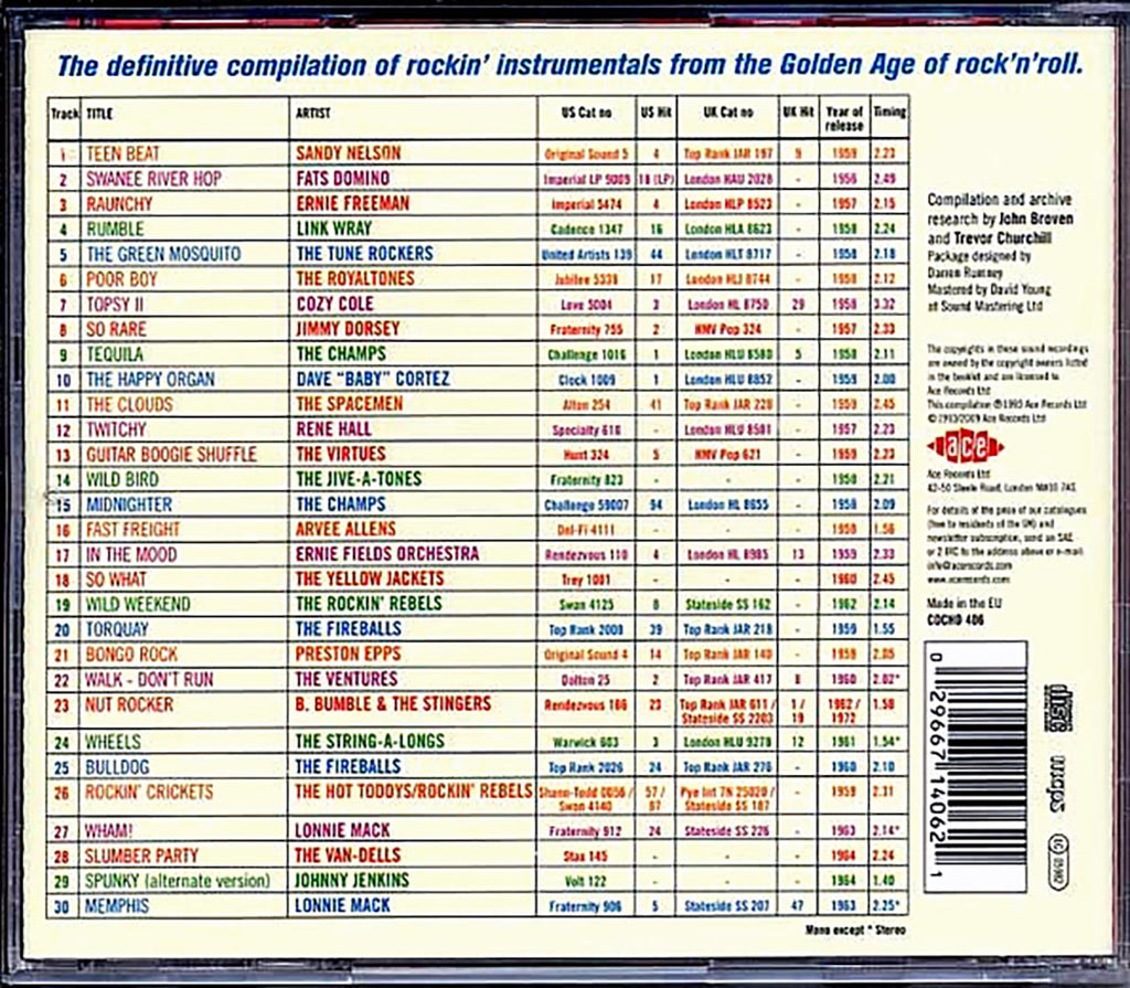 Various - Teen Beat: 30 Great Rockin Instrumentals (30 tracks) Music CD
