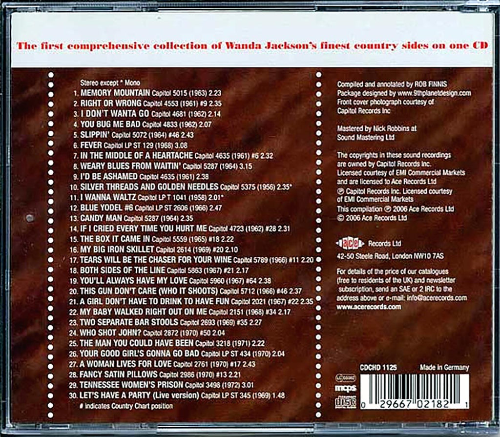Wanda Jackson - The Vest Best Of The Country Years (30 tracks) Music CD