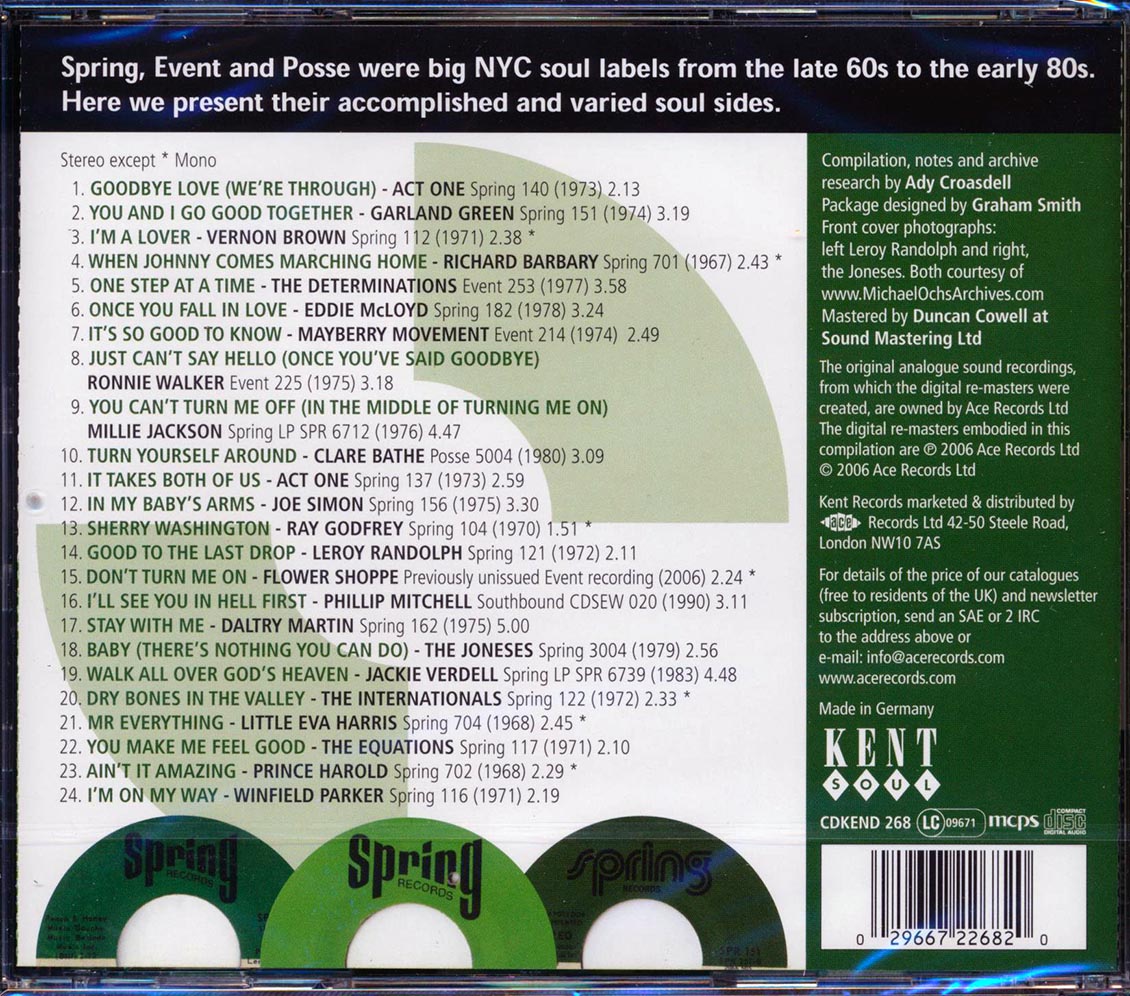 Various - The Soul Of Spring Volume 2 (24 tracks) Music CD