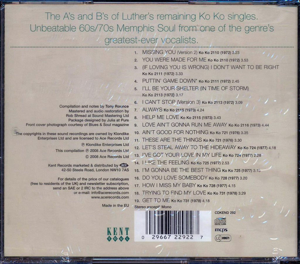 Luther Ingram - I Don't Want To Be Right: The Ko Ko Singles Volume 2 Music CD