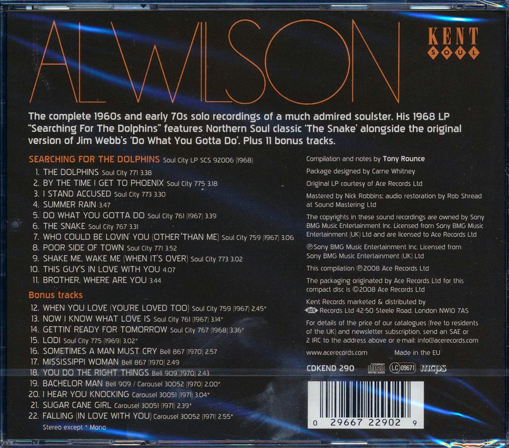 Al Wilson - Searching For The Dolphins (22 tracks) Music CD