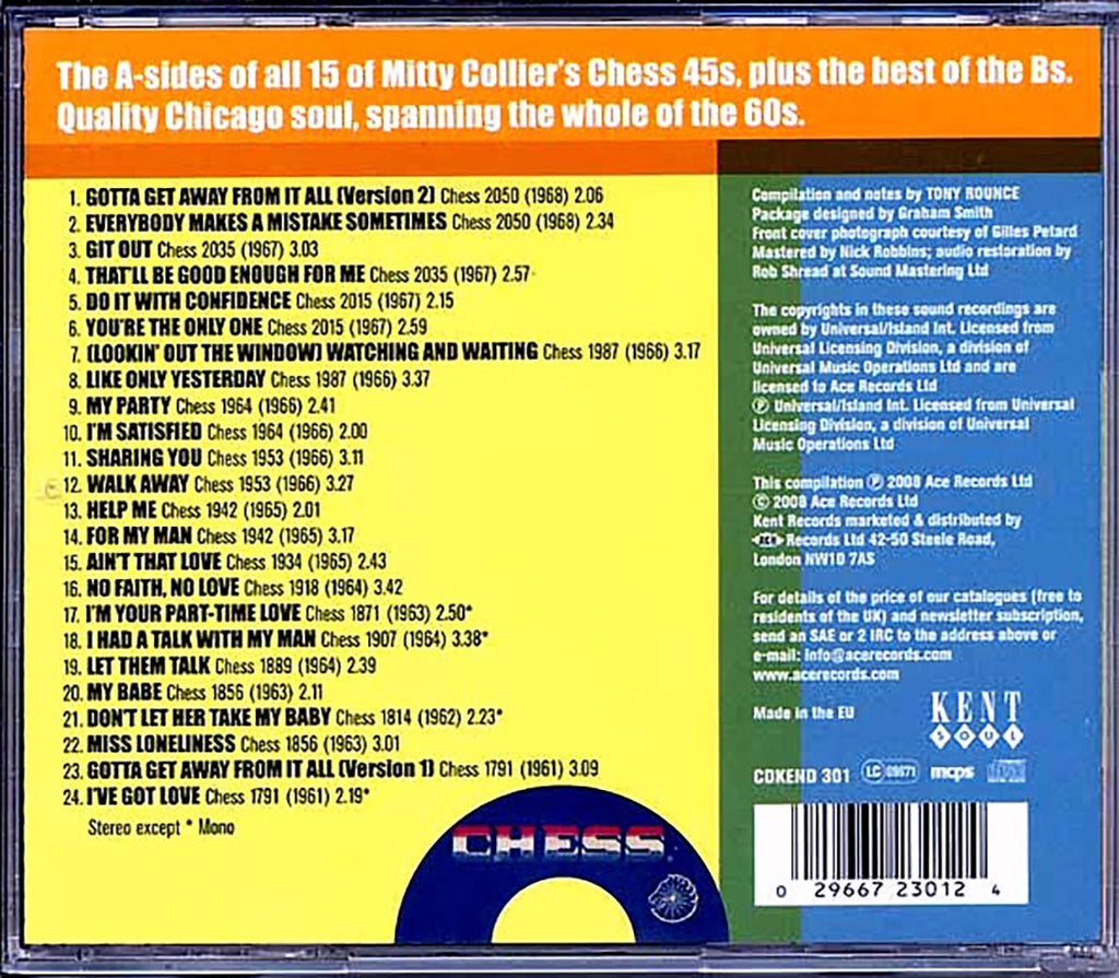 Mitty Colliers - Shades Of Mitty Collier: The Chess Singles 1961-1968 (24 tracks) Music CD