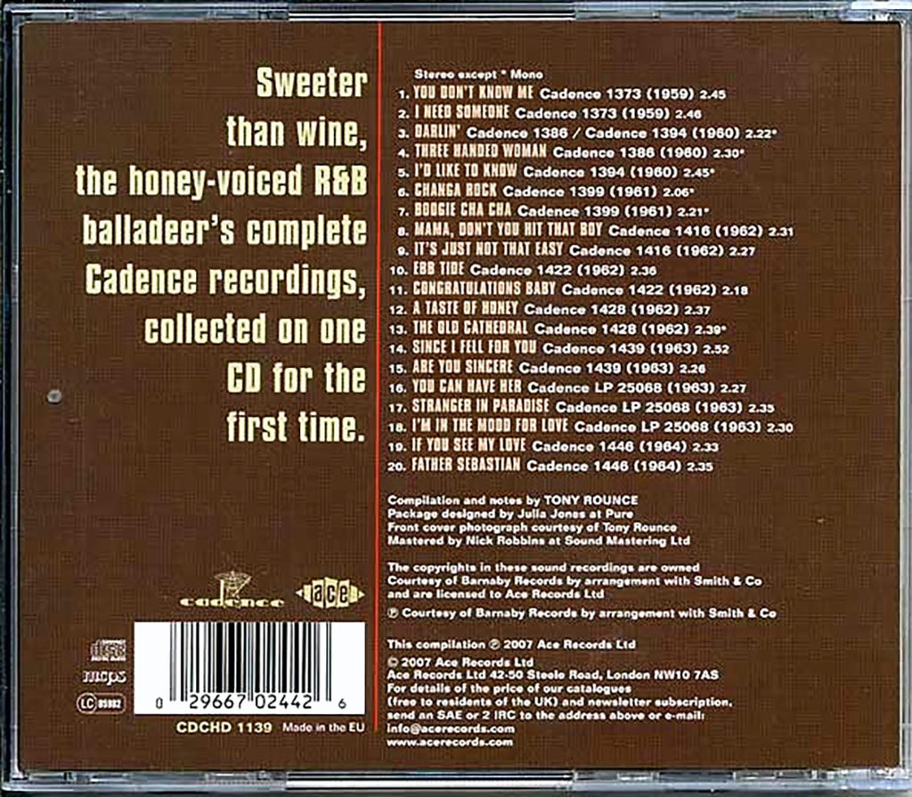 Lenny Welch - A Taste Of Honey: The Complete Cadence Recordings 1959-1964 (20 tracks) Music CD