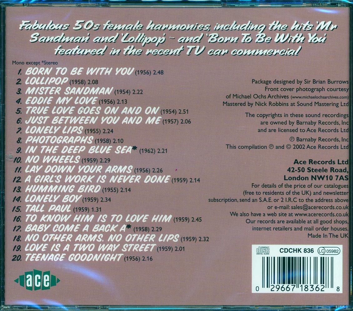 The Chordettes - Born To Be With You (20 tracks) Music CD