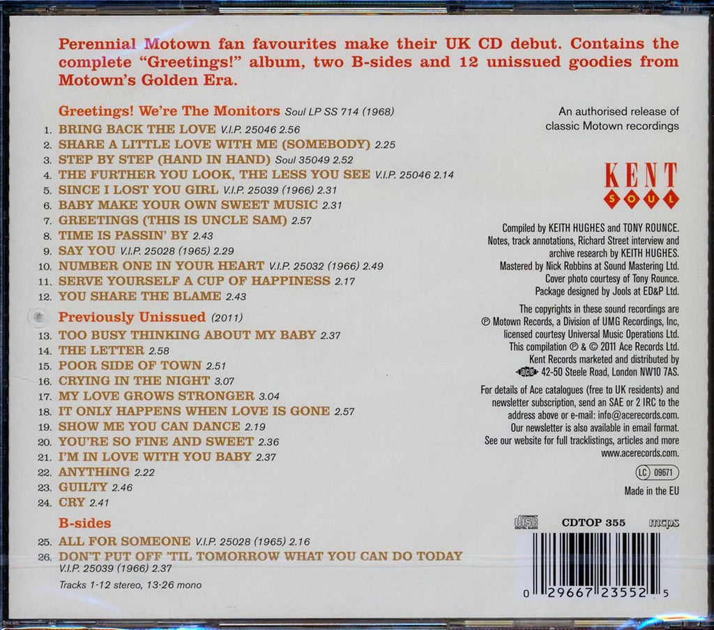 The Monitors - Say You: The Motown Anthology 1963-1968 (26 tracks) Music CD