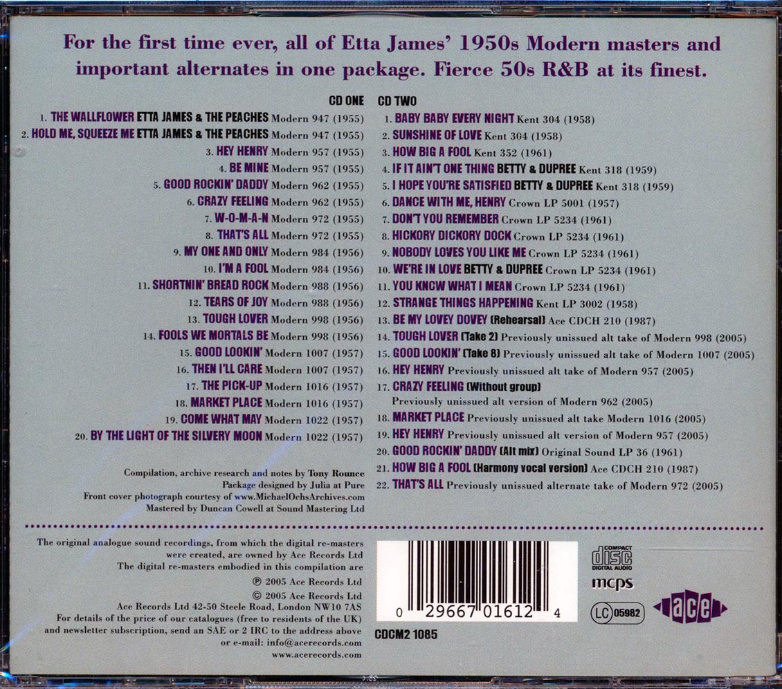 Etta James - The Complete Modern And Kent Recordings (42 tracks) (2xCD) Music CD