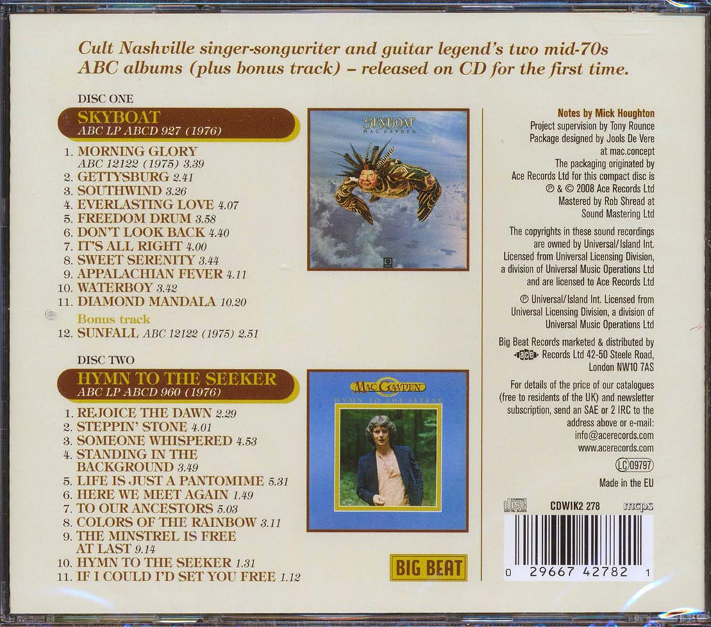 Mac Gayden - Skyboat + Hymn To The Seeker (23 tracks) (2xCD) Music CD