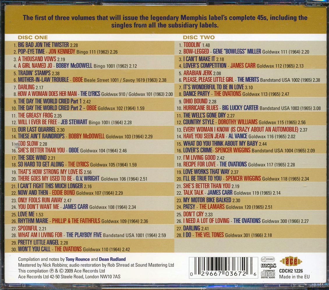 Various - The Complete Goldwax Singles Volume 1 1962-1966 (58 tracks) (2xCD) Music CD