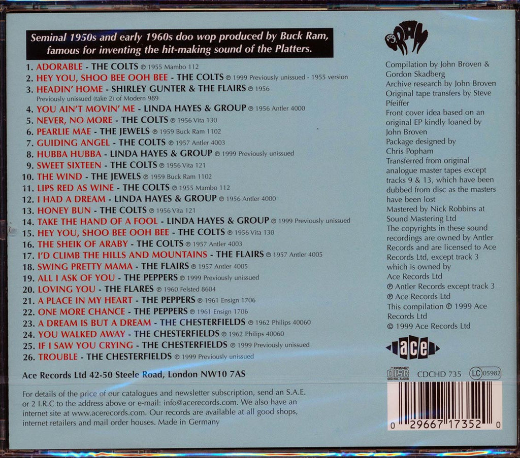 Various - Buck Ram's Doo Wop (26 tracks) Music CD