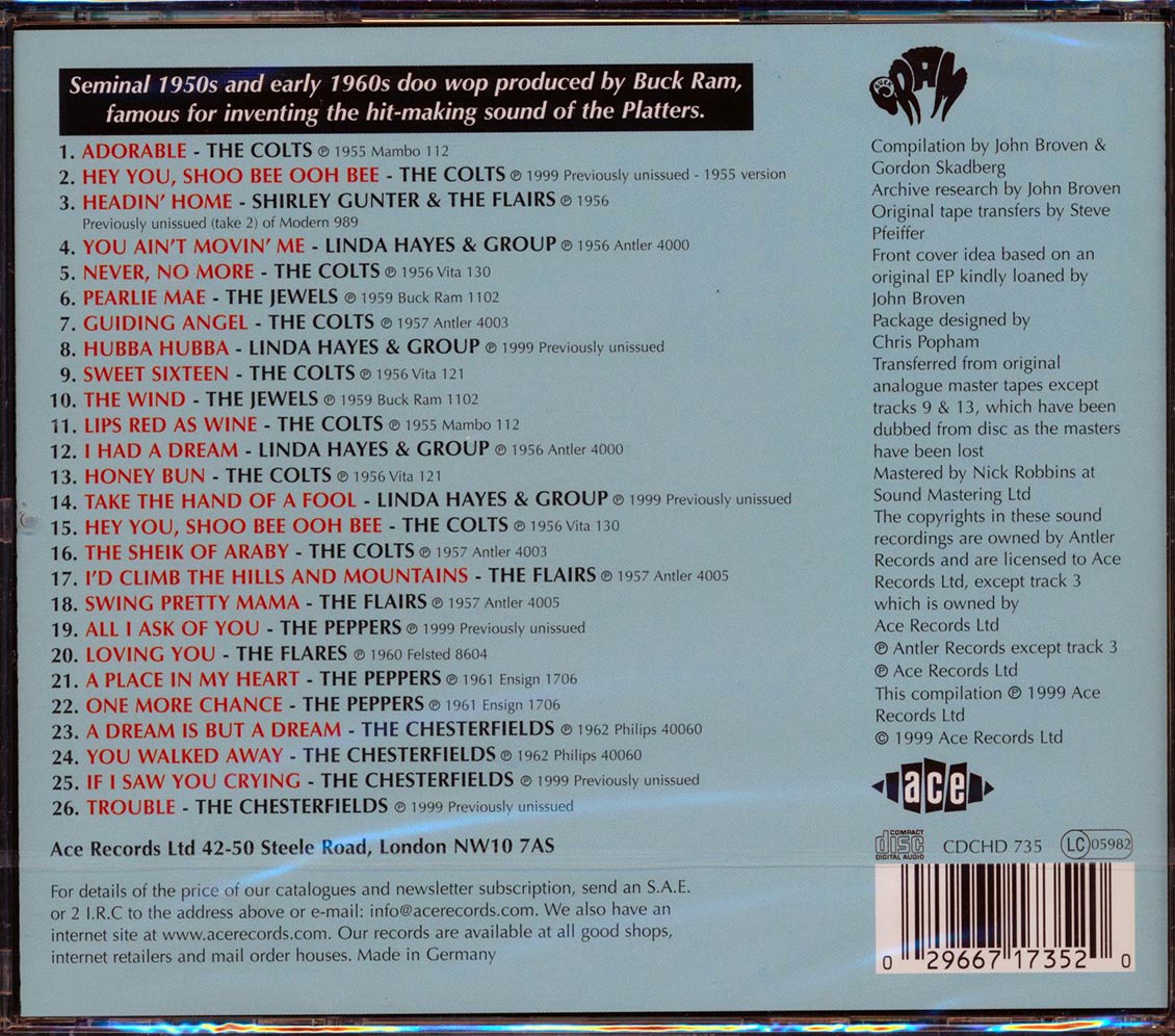 Various - Buck Ram's Doo Wop (26 tracks) Music CD