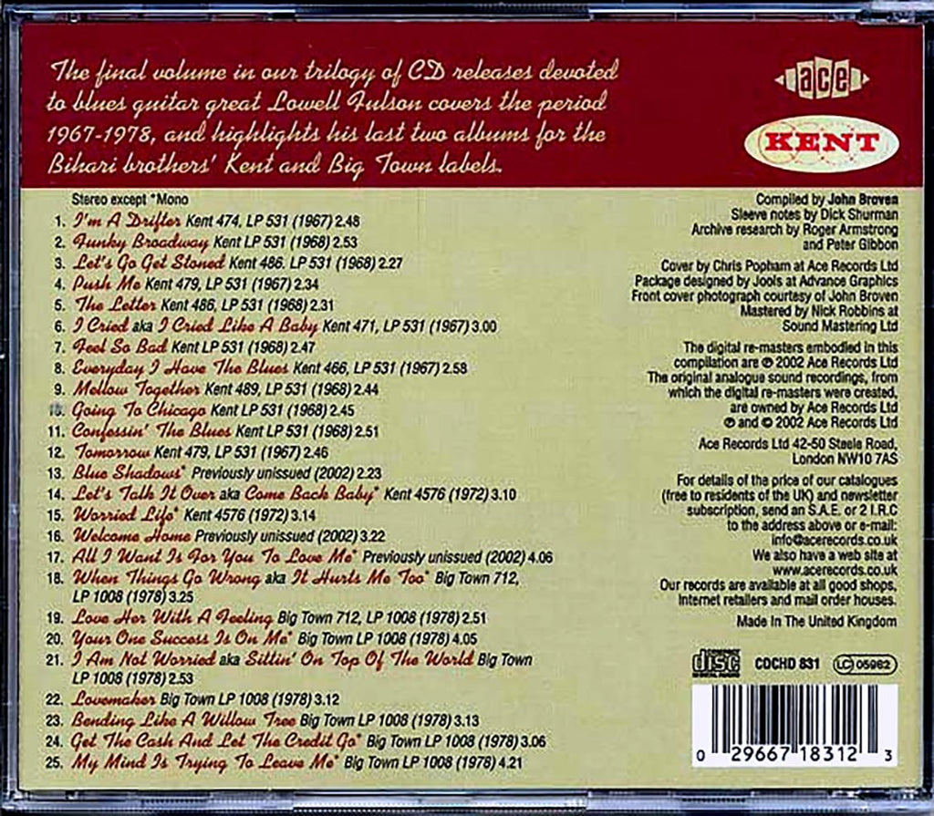 Lowell Fulson - The Final Kent Years (25 tracks) Music CD