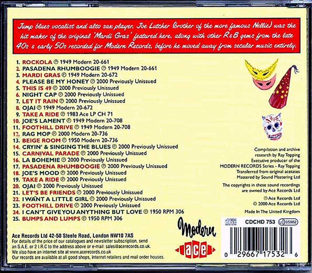 Joe Lutcher - Jumpin At The Mardi Gras: The Legendary Modern Recordings (25 tracks) Music CD