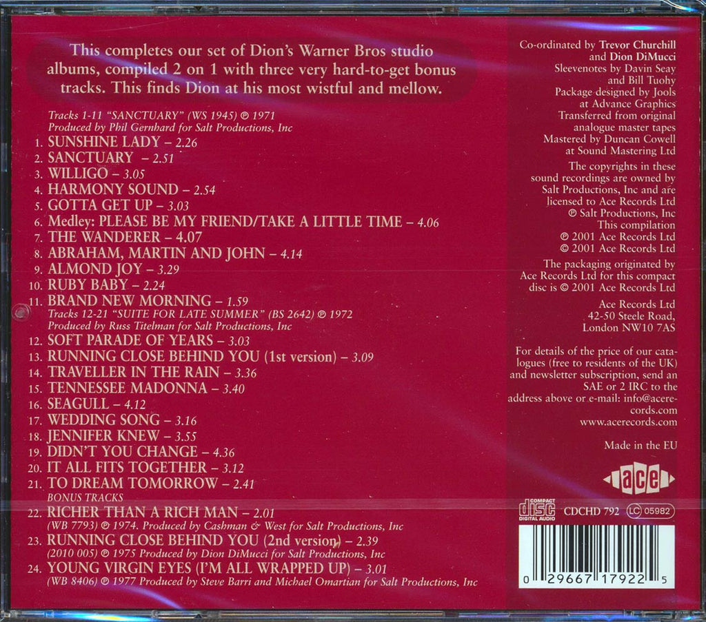 Dion - Sanctuary + Suite For Late Summer (24 tracks) Music CD
