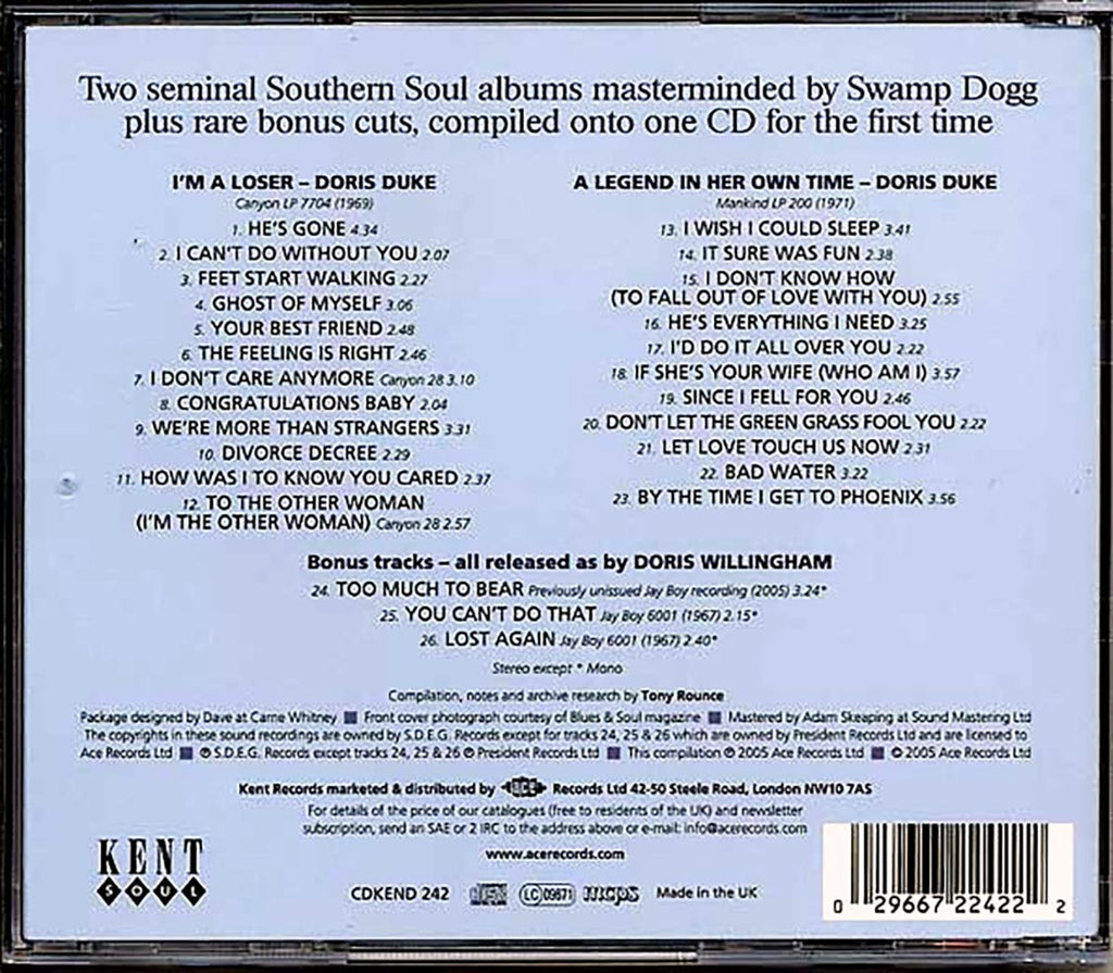 Doris Duke - I'm A Loser: The Swamp Dogg Sessions And More (26 tracks) Music CD