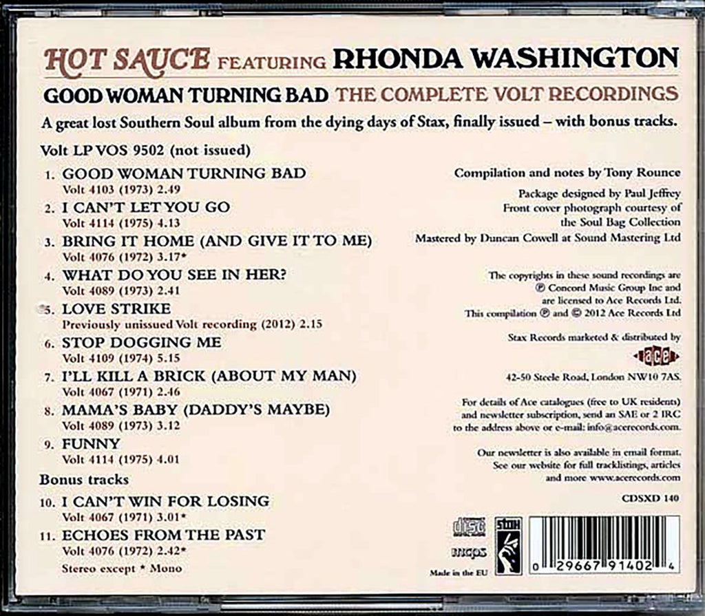 Rhonda Washington - Hot Sauce: Good Woman Turning Bad Music CD