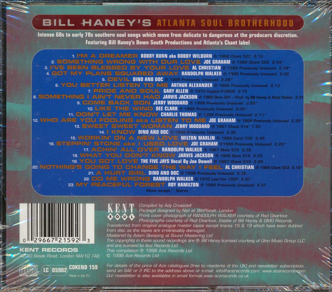 Various - Bill Haney's Atlanta Soul Brotherhood (23 tracks) Music CD
