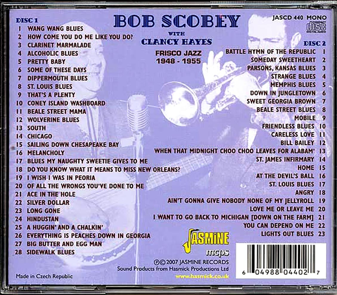 Bob Scobey, Clancy Hayes - Bob Scoby With Clancy Hayes: Frisco Jazz 1948-1955 (51 tracks) (2xCD) Music CD