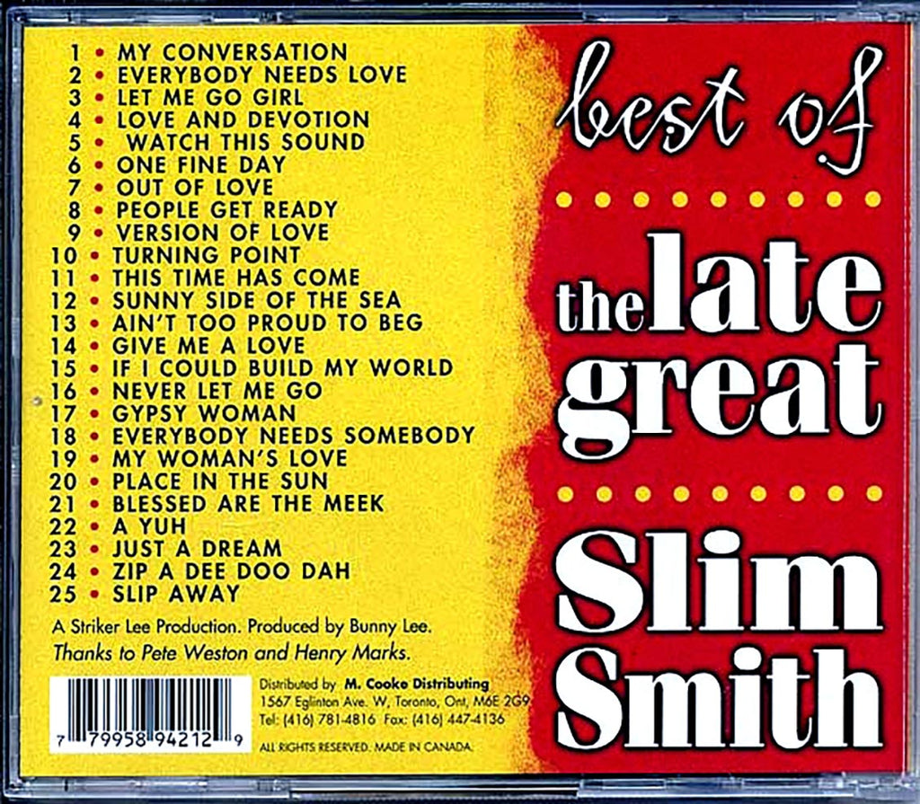 Slim Smith - Best Of The Late Great Slim Smith (25 tracks) Music CD