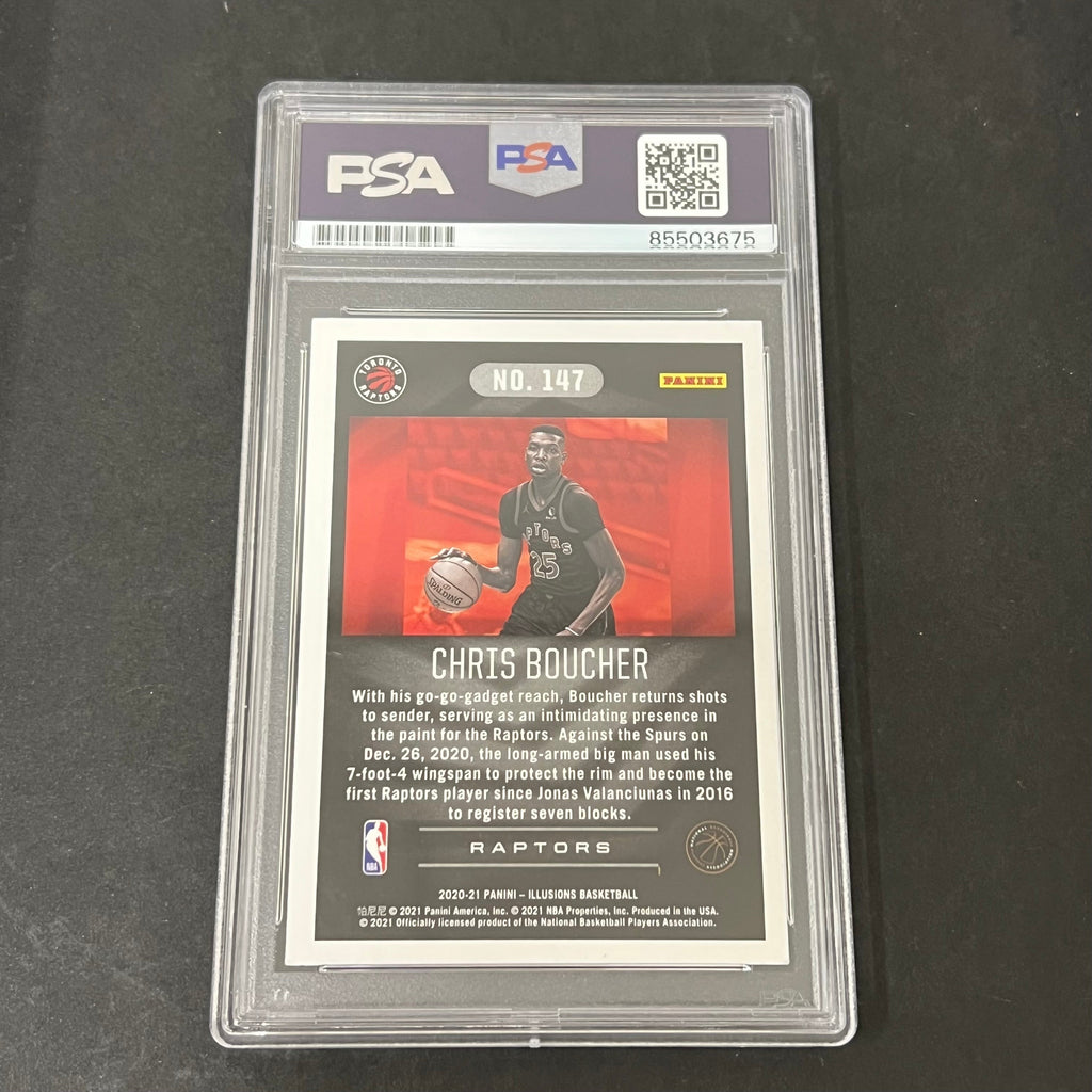 2021 2020-21 Panini Illusions #147 Chris Boucher signed card PSA Raptors