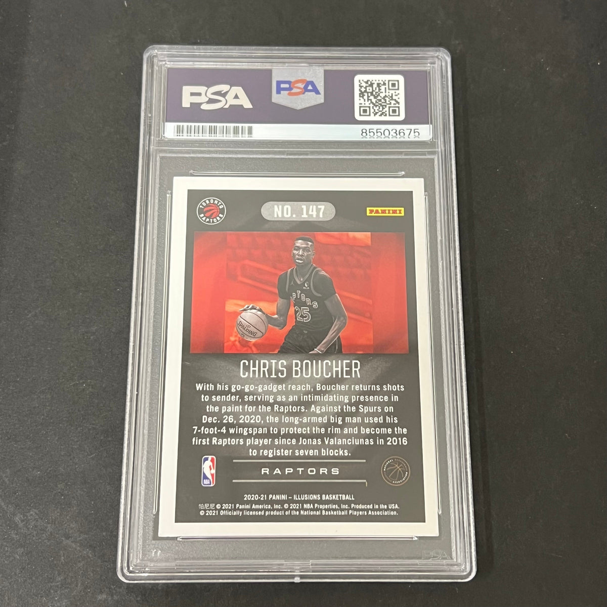 2021 2020-21 Panini Illusions #147 Chris Boucher signed card PSA Raptors