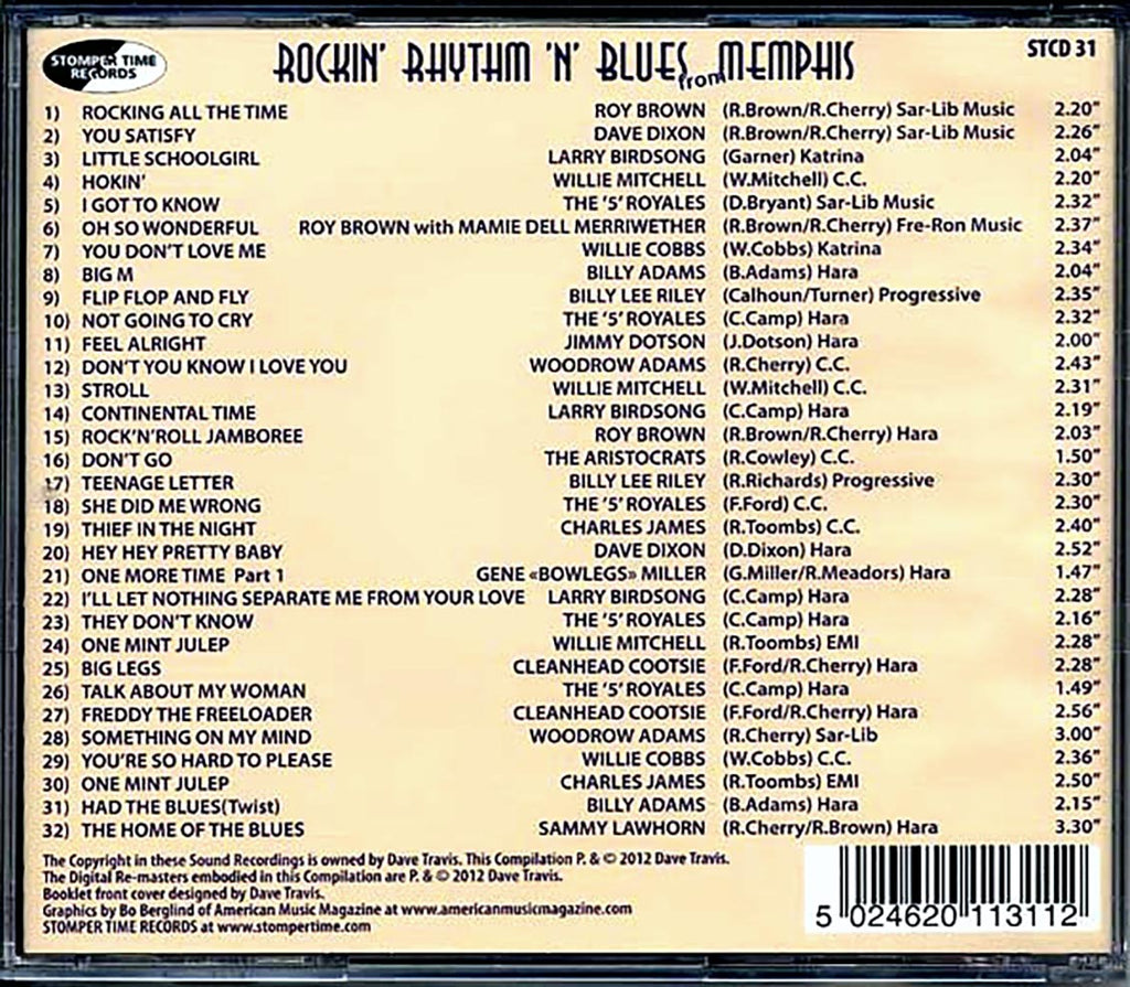Various - Stomper Time Records Presents: Rockin' Rhythm N Blues From Memphis Music CD