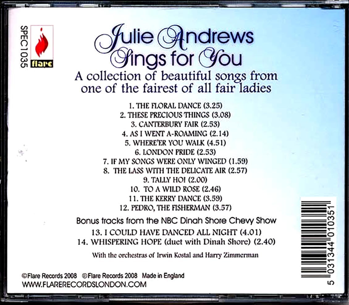 Julie Andrews - Julie Andrews Sings For You: A Collection Of Beautiful Songs From One Of The Fairest Of Fair Ladies Music CD