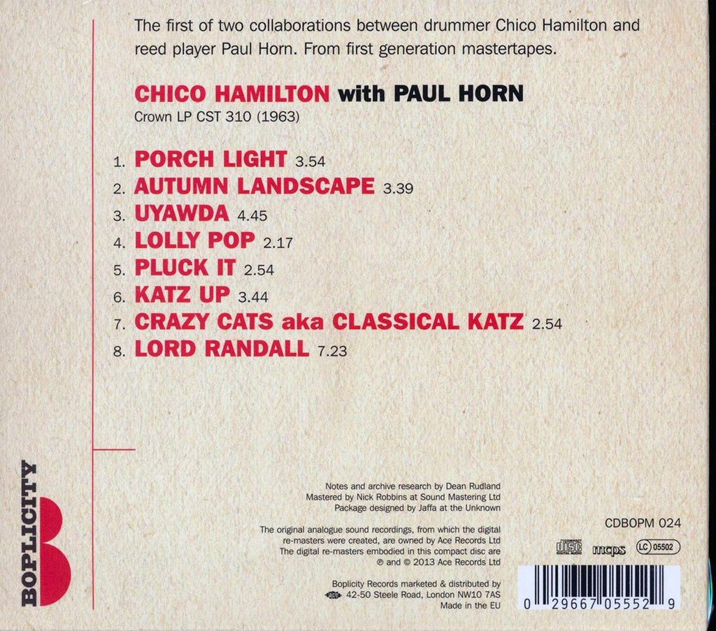 Chico Hamilton, Paul Horn - Chico Hamilton With Paul Horn Music CD