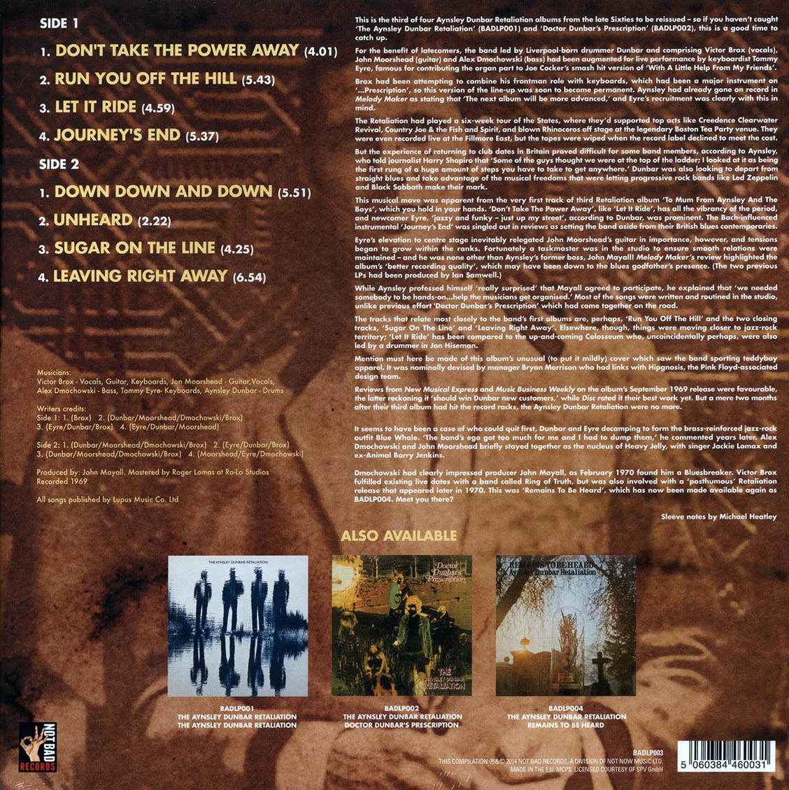 The Aynsley Dunbar Retaliation - To Mum, From Aynsley And The Boys (180g) Vinyl Record
