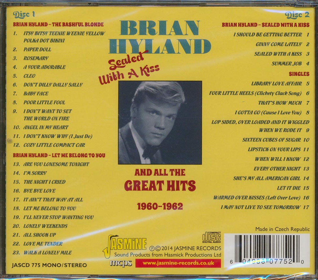 Brian Hyland - Sealed With A Kiss + The Bashful Blond + Let Me Belong To You And All The Great Hits 1960-1962 (40 tracks) (2xCD) Music CD