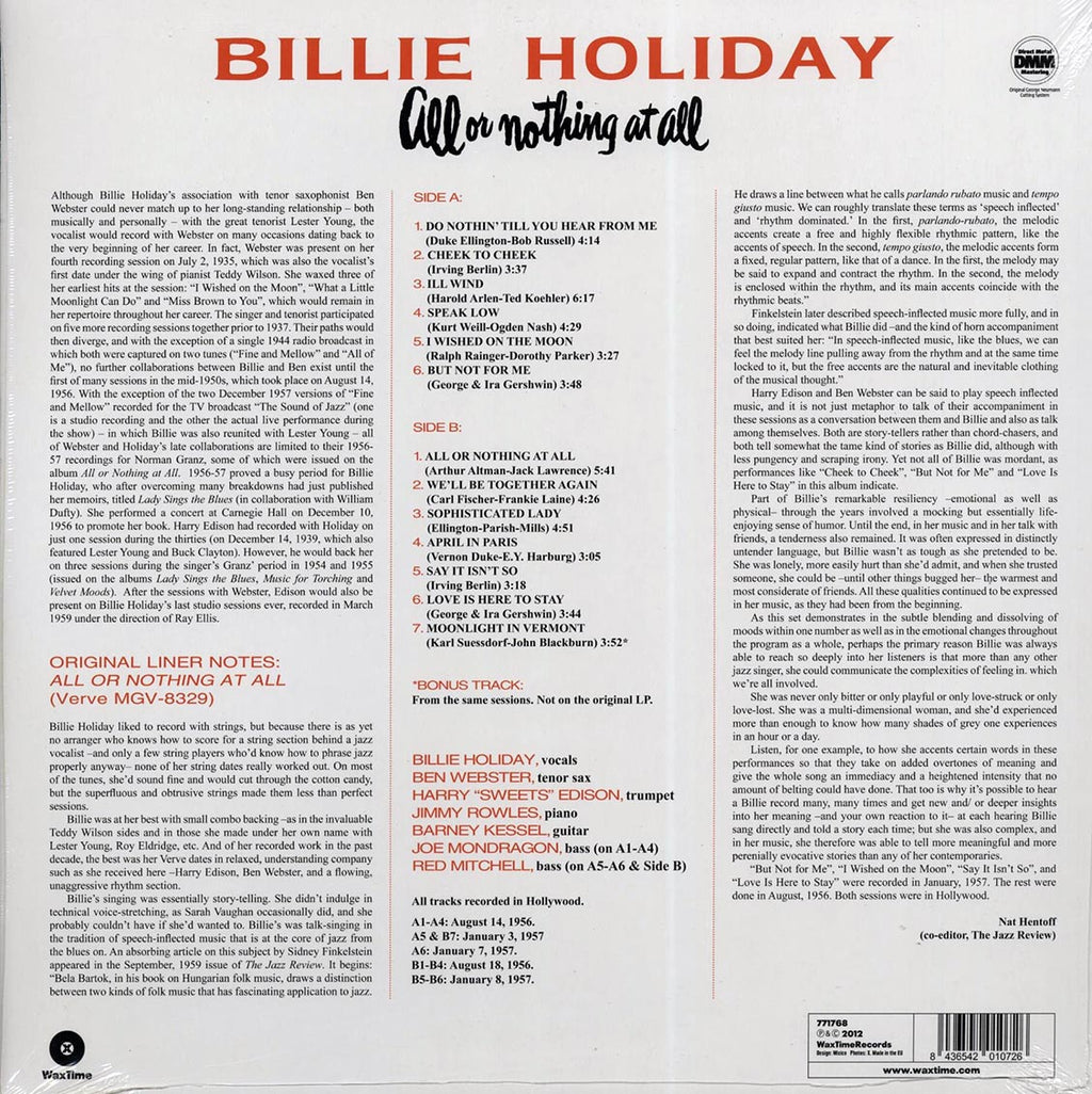 Billie Holiday - All Or Nothing At All (ltd. ed.) (180g) Vinyl Record