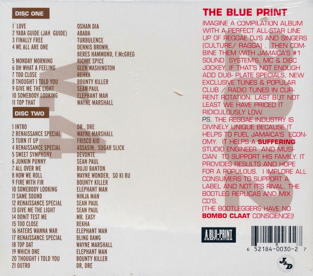 Buju Banton, Bounty Killer, Dr. Dre, Sean Paul, Etc. - Reggae Platynum 2002 + Renaissance Mix Volume 4 (32 tracks) (2xCD) Music CD