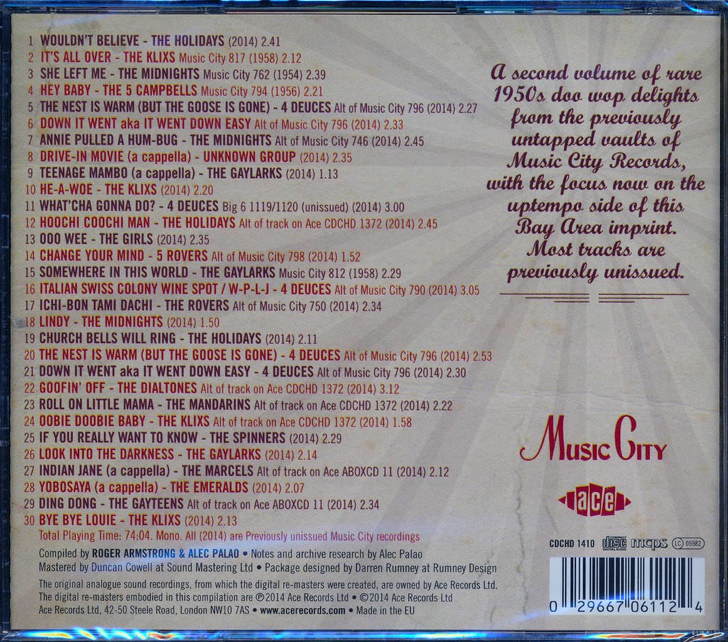 Various - Music City Vocal Groups: Rock 'N' Roll It, Mambo, Stroll It (30 tracks) Music CD
