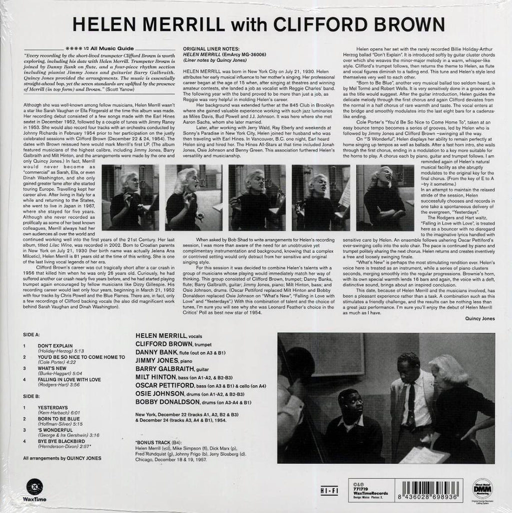 Helen Merrill, Clifford Brown - Helen Merrill With Clifford Brown (+bonus track) (ltd. ed.) (180g) (remastered) Vinyl Record