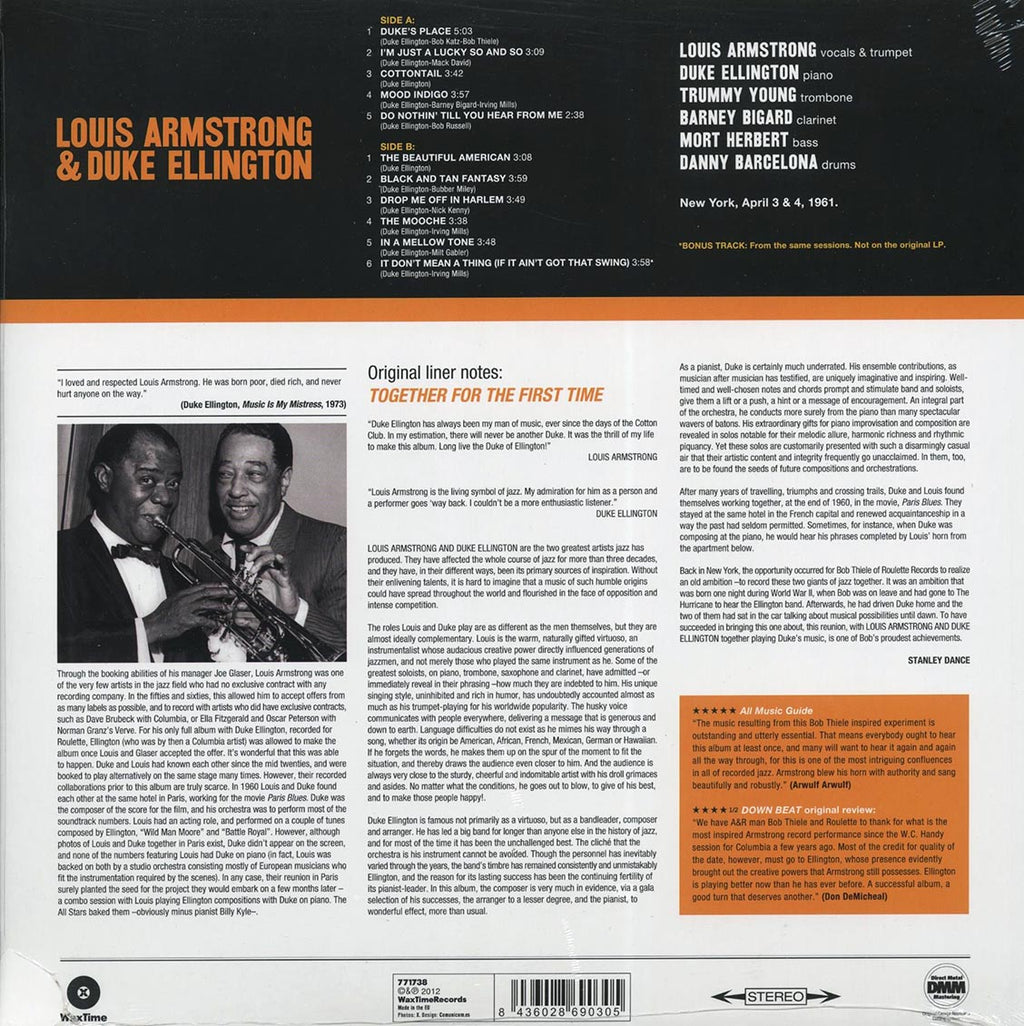 Louis Armstrong, Duke Ellington - Louis Armstrong & Duke Ellington: The Great Summit (+bonus track) (ltd. ed.) (180g) (remastered) Vinyl Record