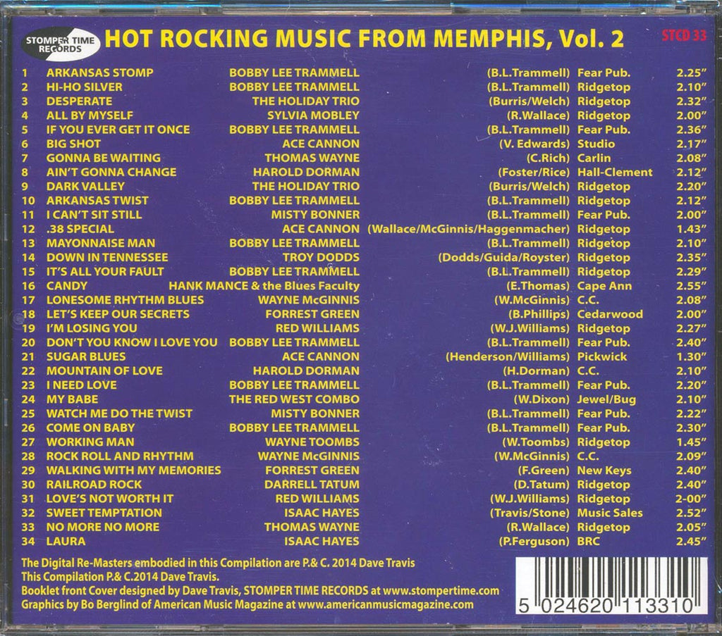 Various - Hot Rocking Music From Memphis Volume 2: The Santo Recording Company Story (34 tracks) Music CD