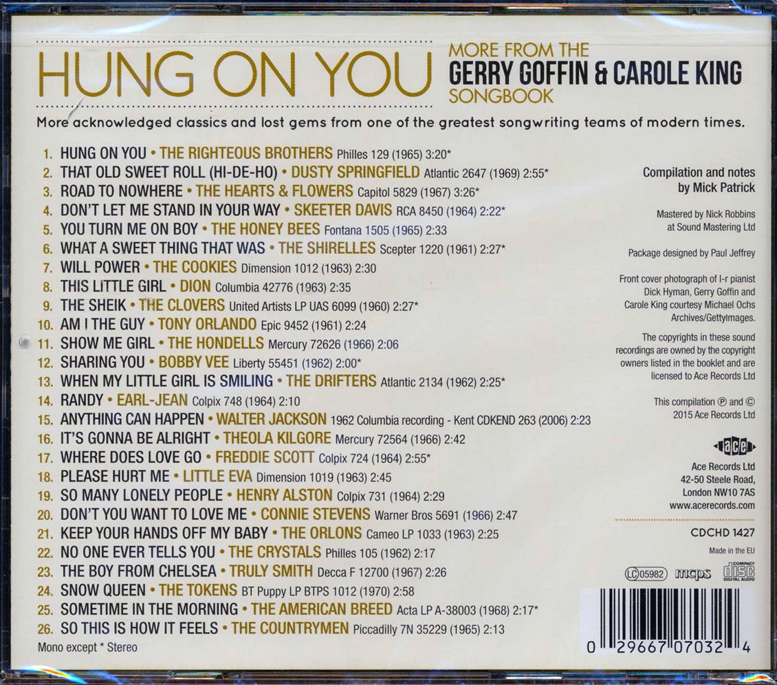 Righteous Brothers, The Drifters, Dusty Springfield, Etc. - Hung On You: More From Gerry Goffin & Carole King Songbook (26 tracks) Music CD