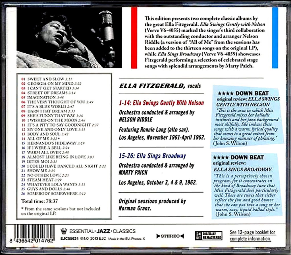 Ella Fitzgerald - Swings Gently With Nelson + Sings Broadway Music CD