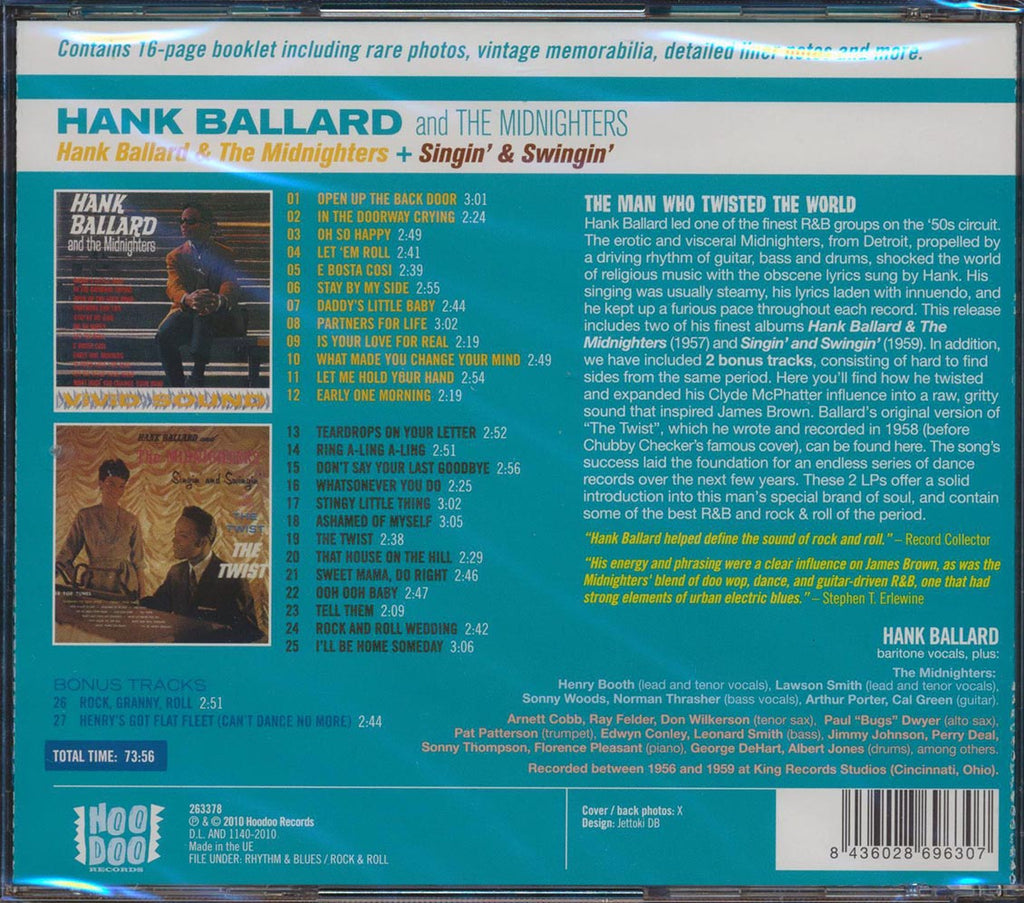 Hank Ballard & The Midnighters - The Midnighters + Singin' & Swingin' Music CD