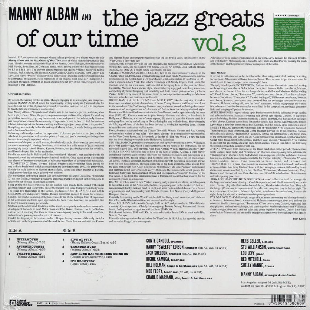 Manny Albam Jazz Greats & The Jazz Greats Of Our Time - Volume 2 (ltd. ed.) (180g) Vinyl Record