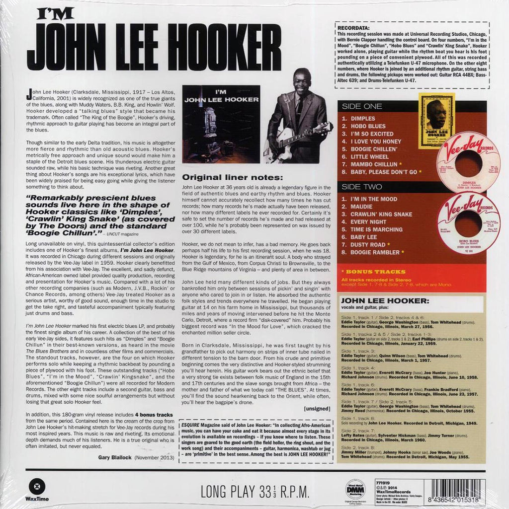 John Lee Hooker - I'm John Lee Hooker (+4 bonus tracks) (ltd. ed.) (180g) Vinyl Record